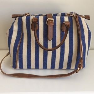 NWOT Sole Society Stripe Twill/Canvas Purse. Vegan